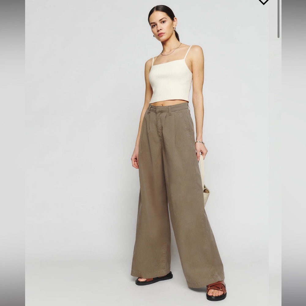 Reformation Lowe Super Wide Leg Pleated Pant